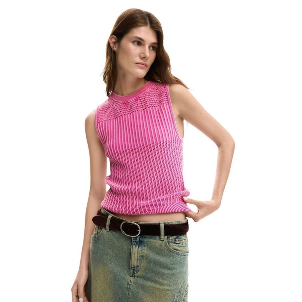 Desigual Pink Cotton Tank Women's Tops